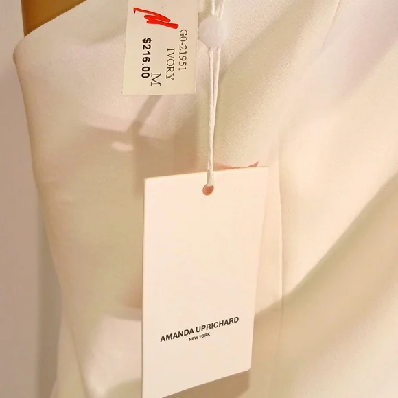 🔥 NWT Amanda Uprichard White Ivory/White One Shoulder Dress. - Picture 11 of 12